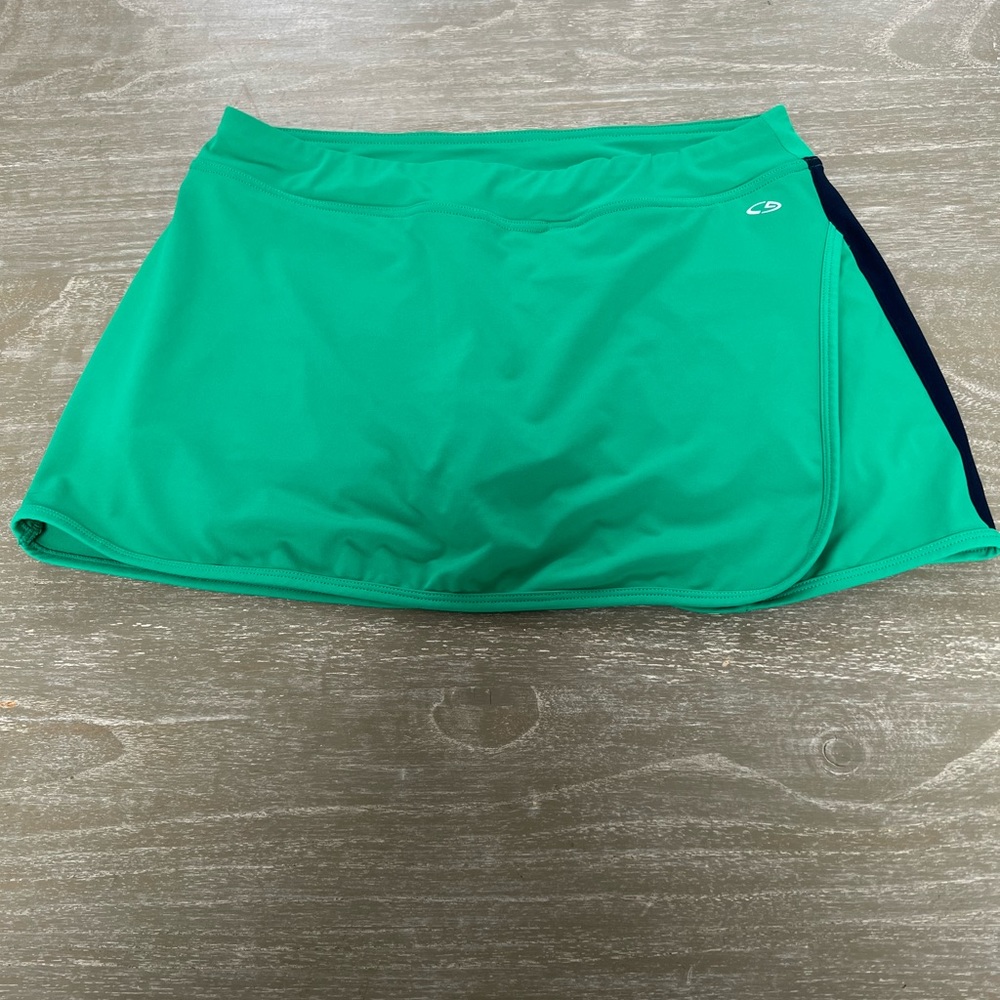 Champion brand Kelly green workout skirt with blue side stripe. Size med. - Picture 1 of 2